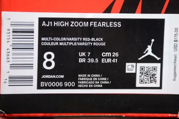 Boostmaster lin Air Fearless 1 Retro Zoom Jordan High BV0006-900 0610